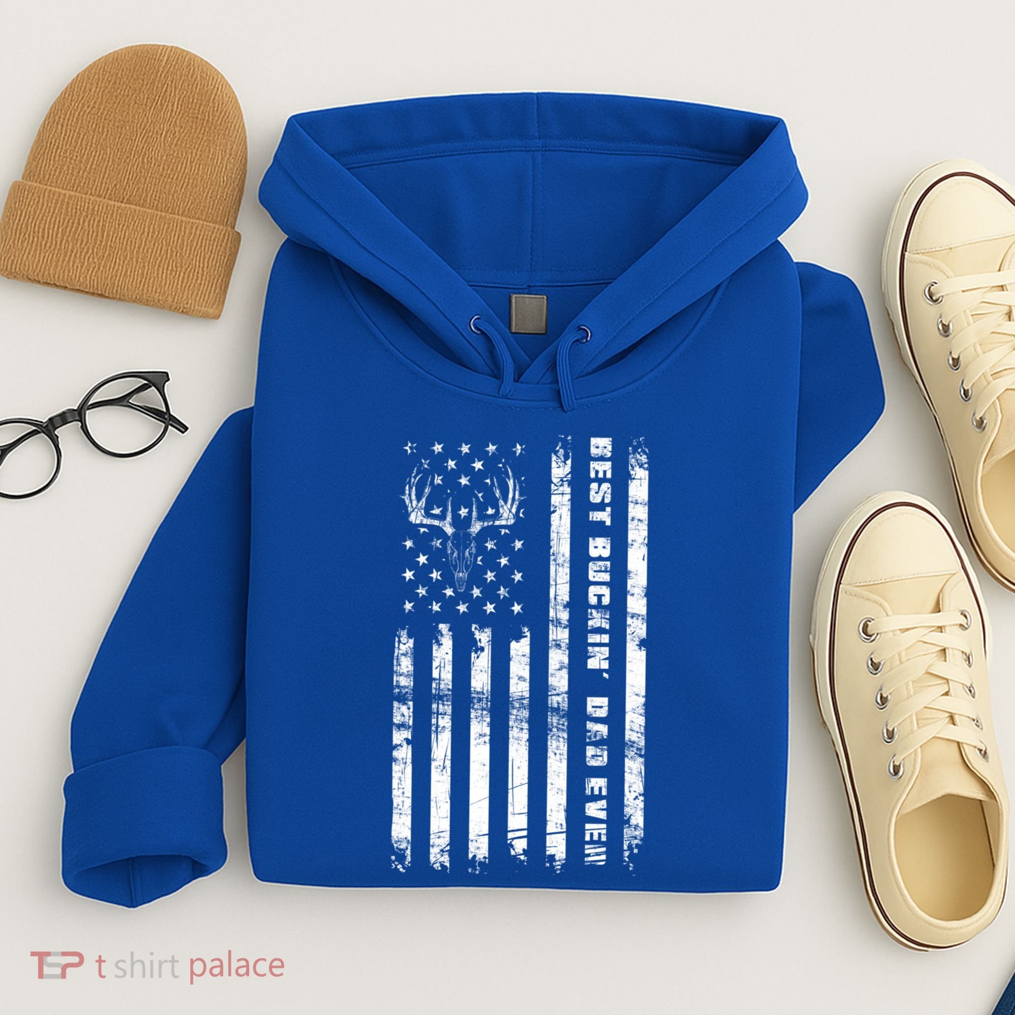 American Flag Best Buckin Dad Ever Gift Deer Hunter Gift Hoodie