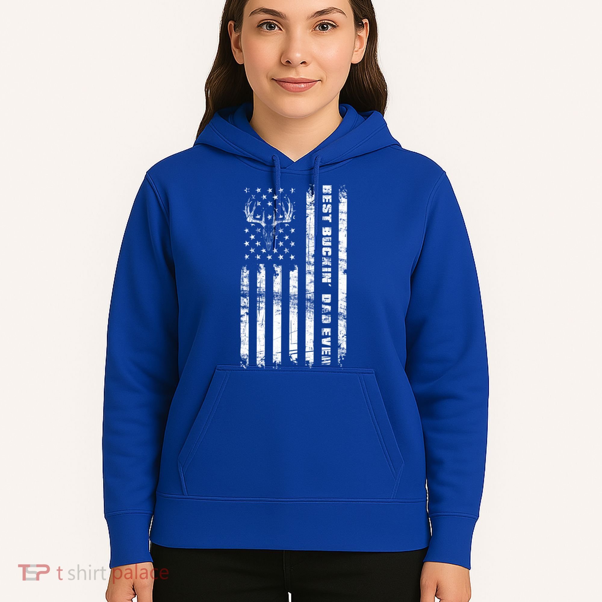 American Flag Best Buckin Dad Ever Gift Deer Hunter Gift Hoodie