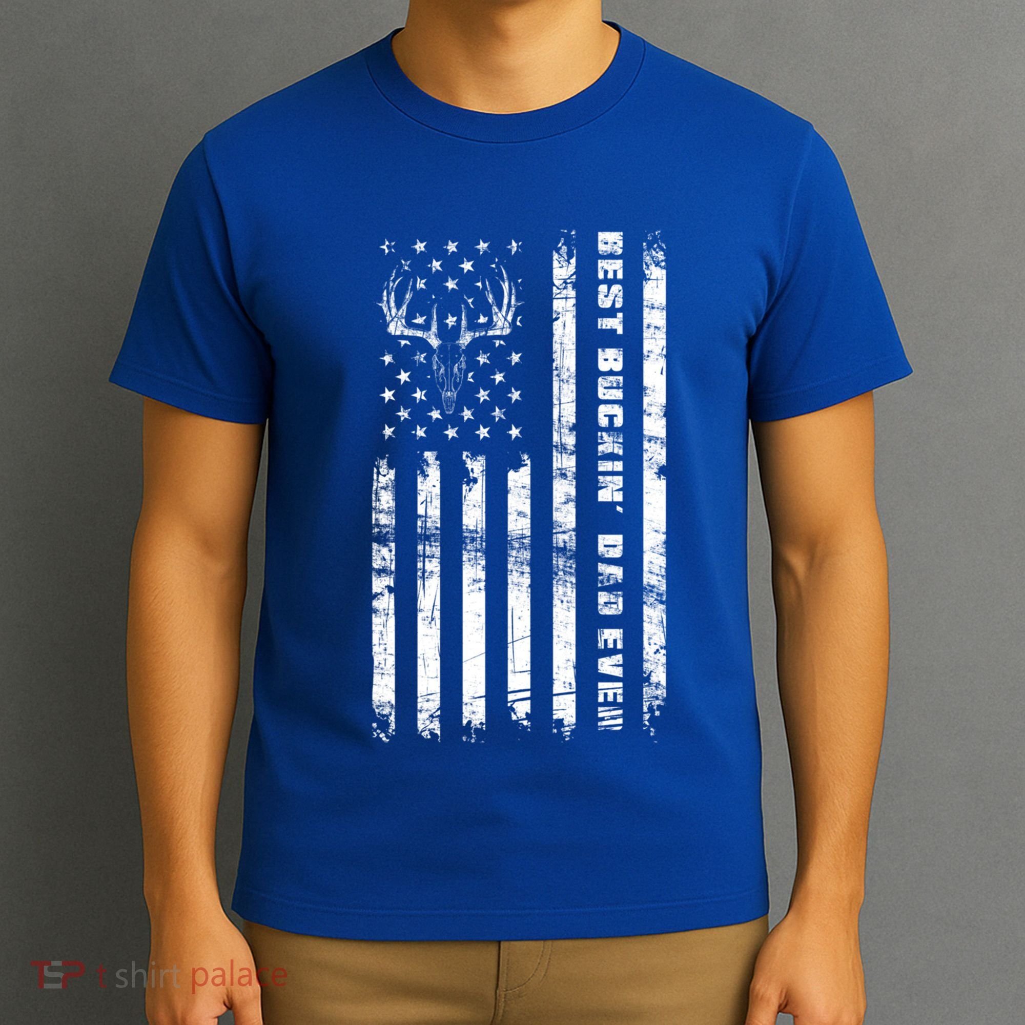 American Flag Best Buckin Dad Ever Gift Deer Hunter Gift T-Shirt