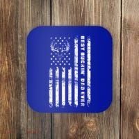 American Flag Best Buckin Dad Ever Gift Deer Hunter Gift Coaster thumb 0