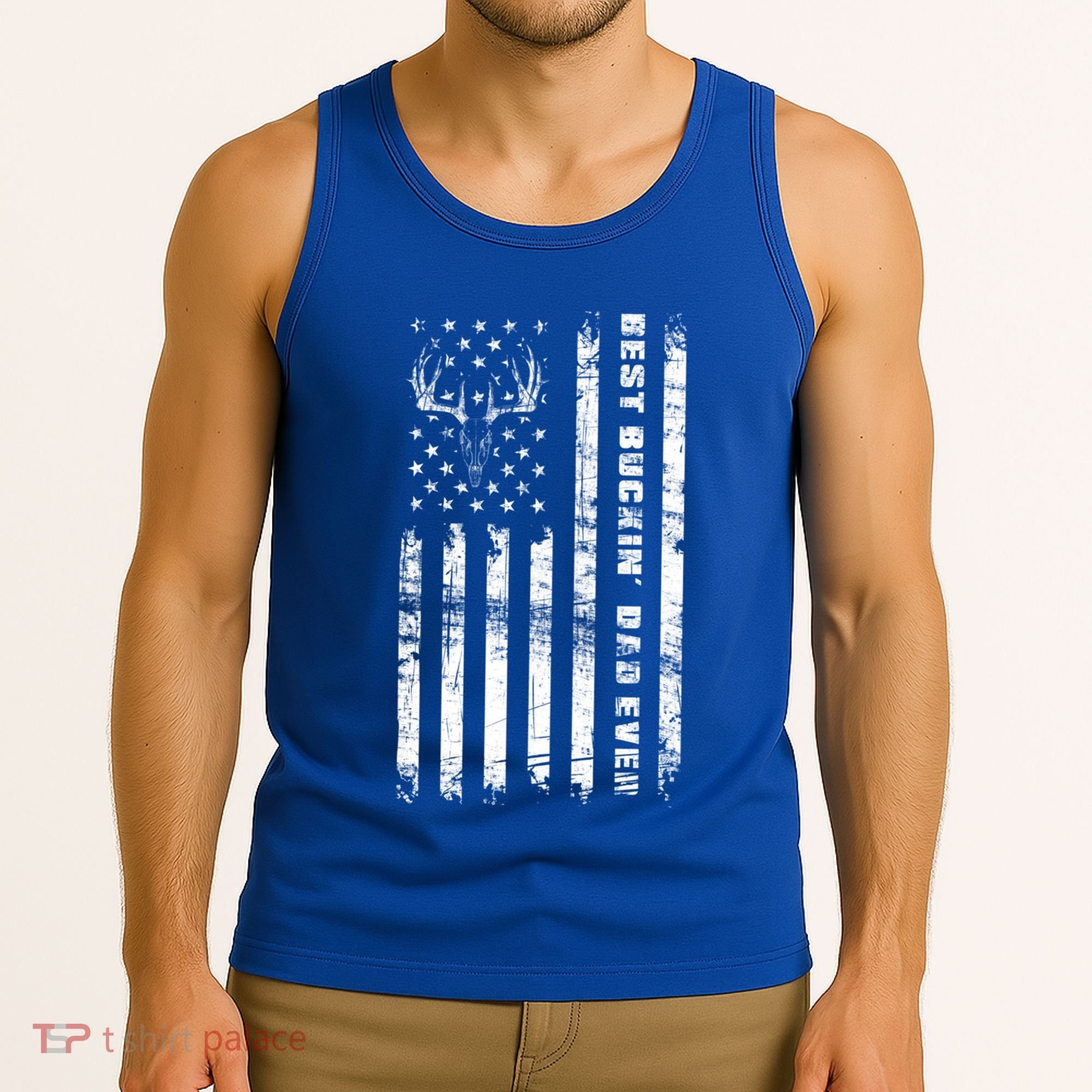American Flag Best Buckin Dad Ever Gift Deer Hunter Gift Tank Top