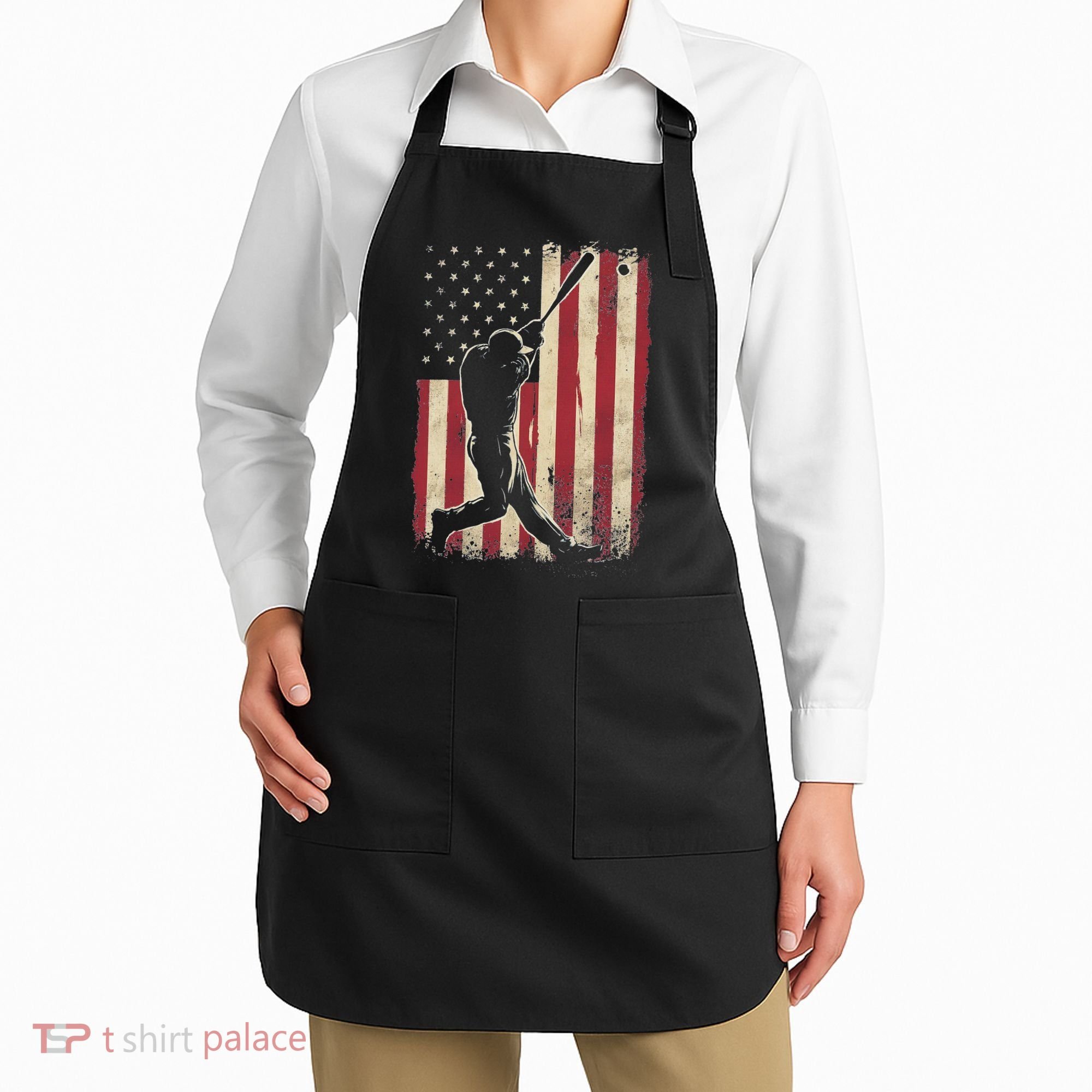 American Flag Baseball Player Gifts For Women Apron