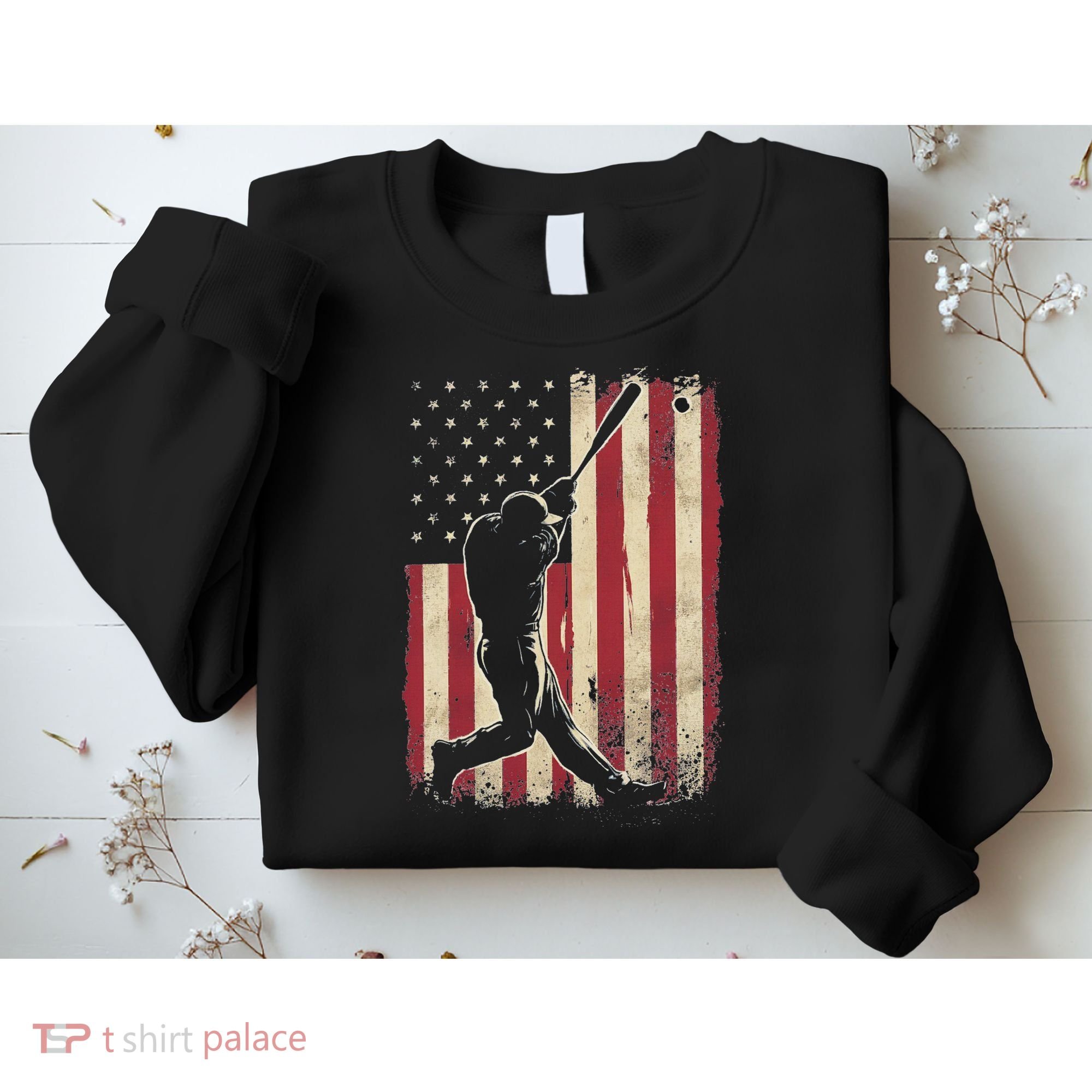 American Flag Baseball Player Gifts For Women Sweatshirt