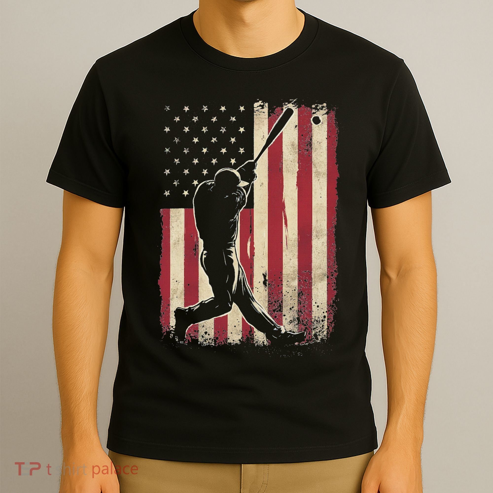 American Flag Baseball Player Gifts For Women T-Shirt