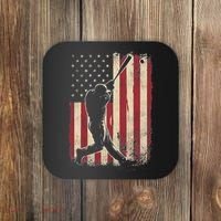 American Flag Baseball Player Gifts For Women Coaster thumb 0
