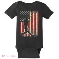 American Flag Baseball Player Gifts For Women Baby Bodysuit thumb 0