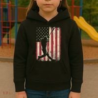 American Flag Baseball Player Gifts For Women Kids Hoodie thumb 3