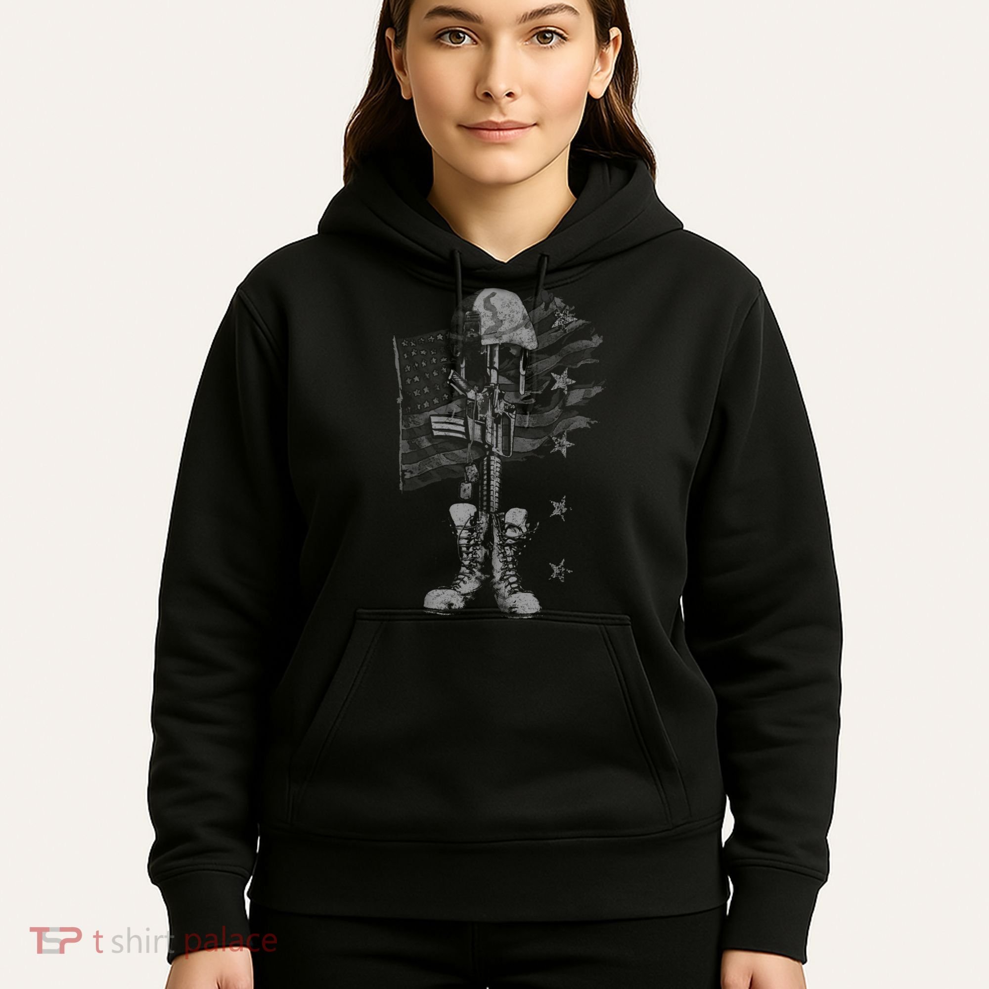 American Flag Battlefield Cross Hoodie
