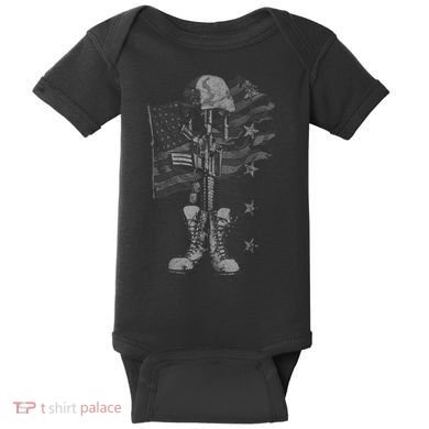 American Flag Battlefield Cross Baby Bodysuit