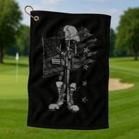 American Flag Battlefield Cross Golf Towel thumb 1