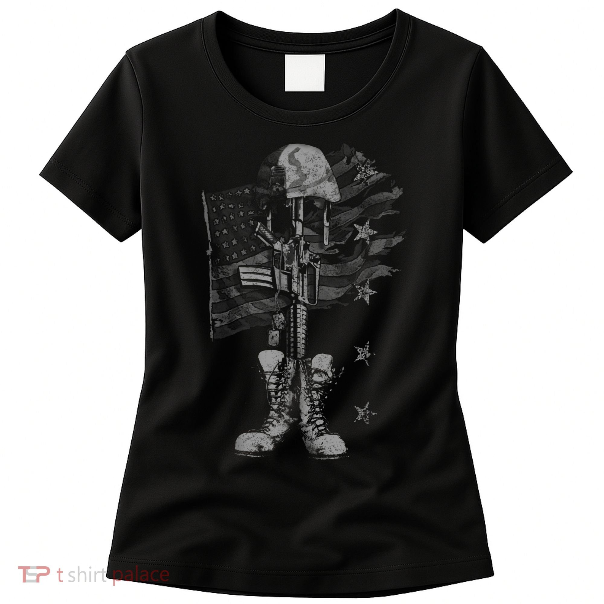 American Flag Battlefield Cross Women's T-Shirt