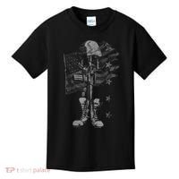 American Flag Battlefield Cross Kids T-Shirt thumb 0