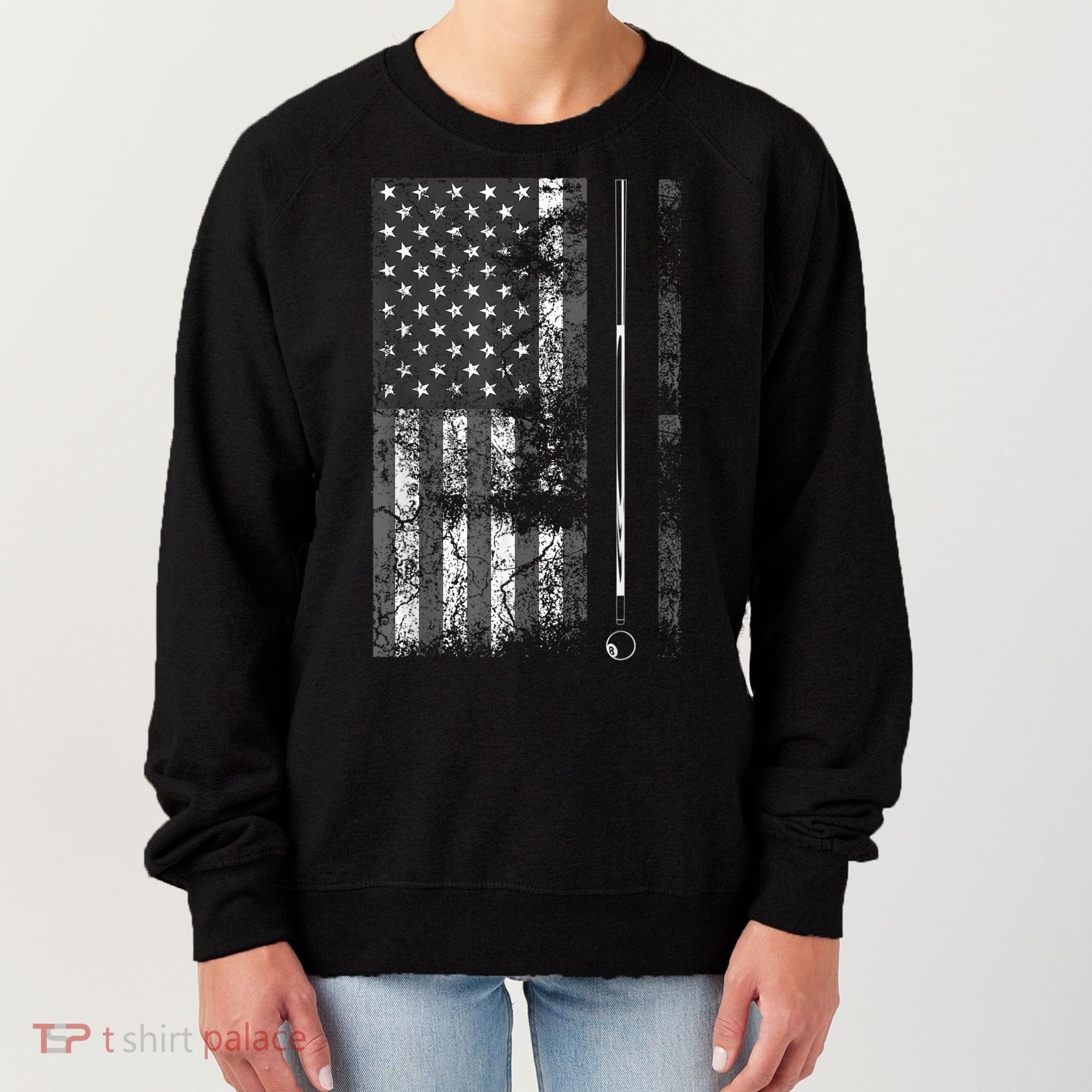 American Flag Billiard Stick Cute Table Game Funny USA Women's Sweatshirt