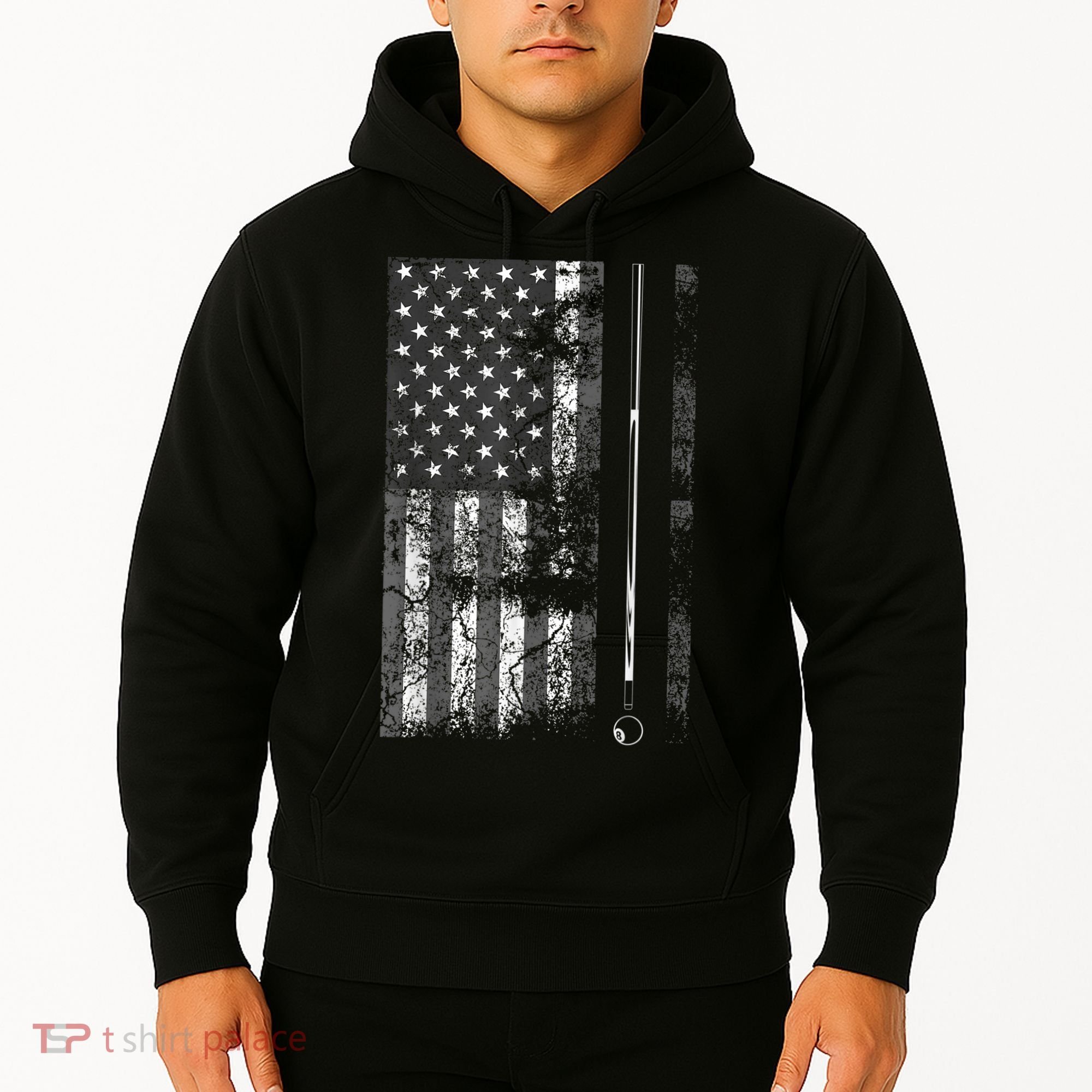 American Flag Billiard Stick Cute Table Game Funny USA Hoodie