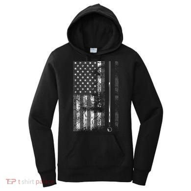 American Flag Billiard Stick Cute Table Game Funny USA Women's Hoodie