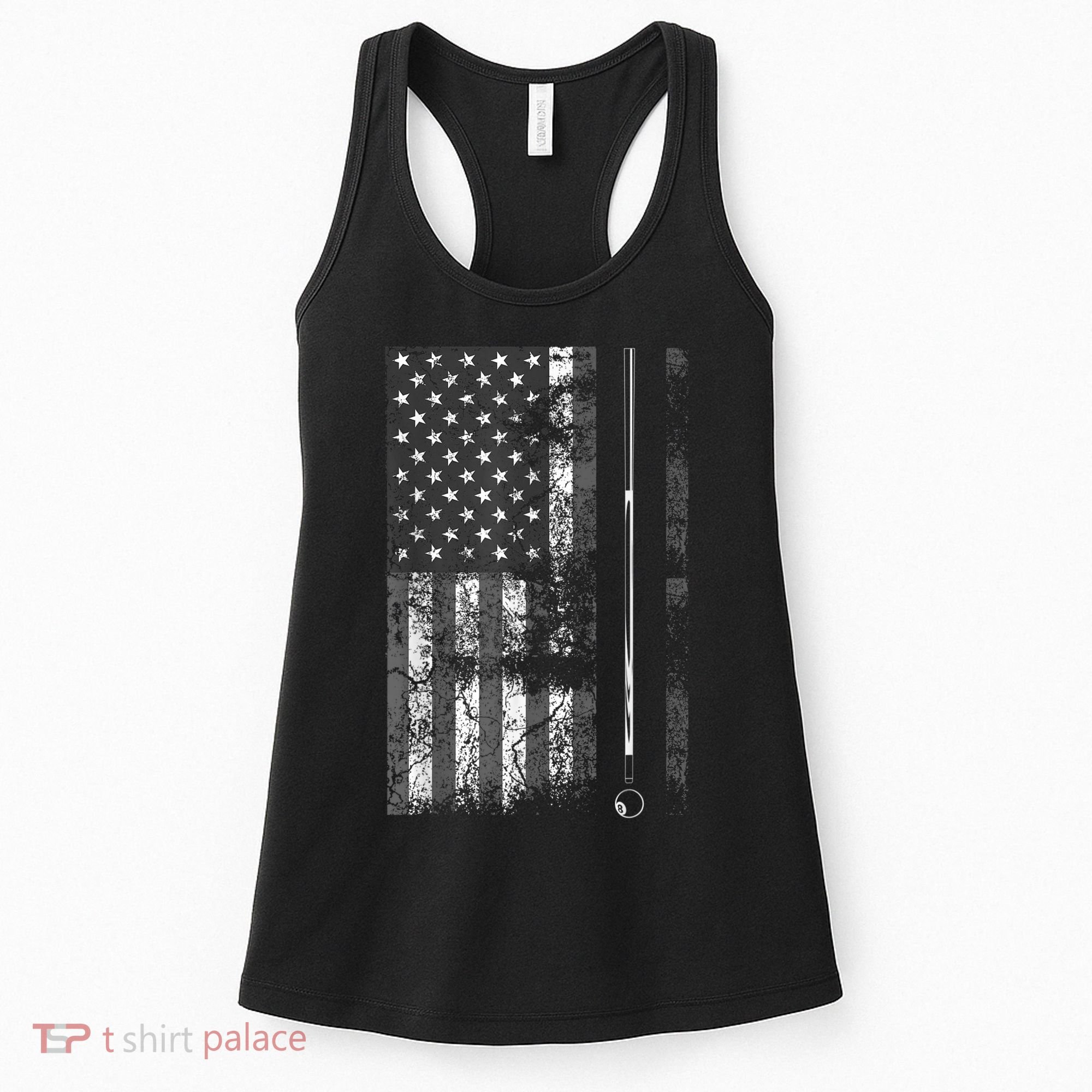 American Flag Billiard Stick Cute Table Game Funny USA Women's Tank Top