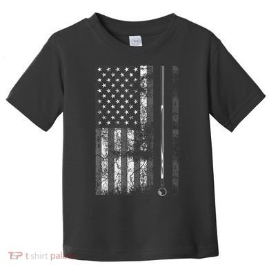 American Flag Billiard Stick Cute Table Game Funny USA Toddler T-Shirt