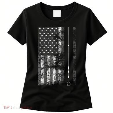 American Flag Billiard Stick Cute Table Game Funny USA Women's T-Shirt
