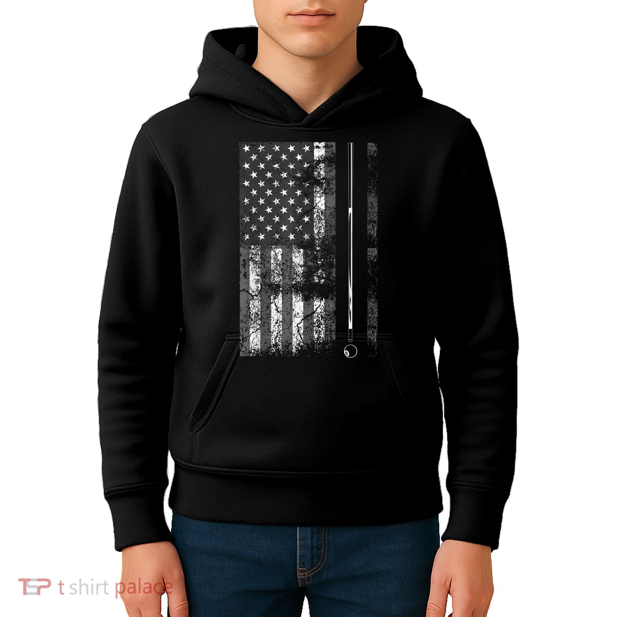 American Flag Billiard Stick Cute Table Game Funny USA Kids Hoodie