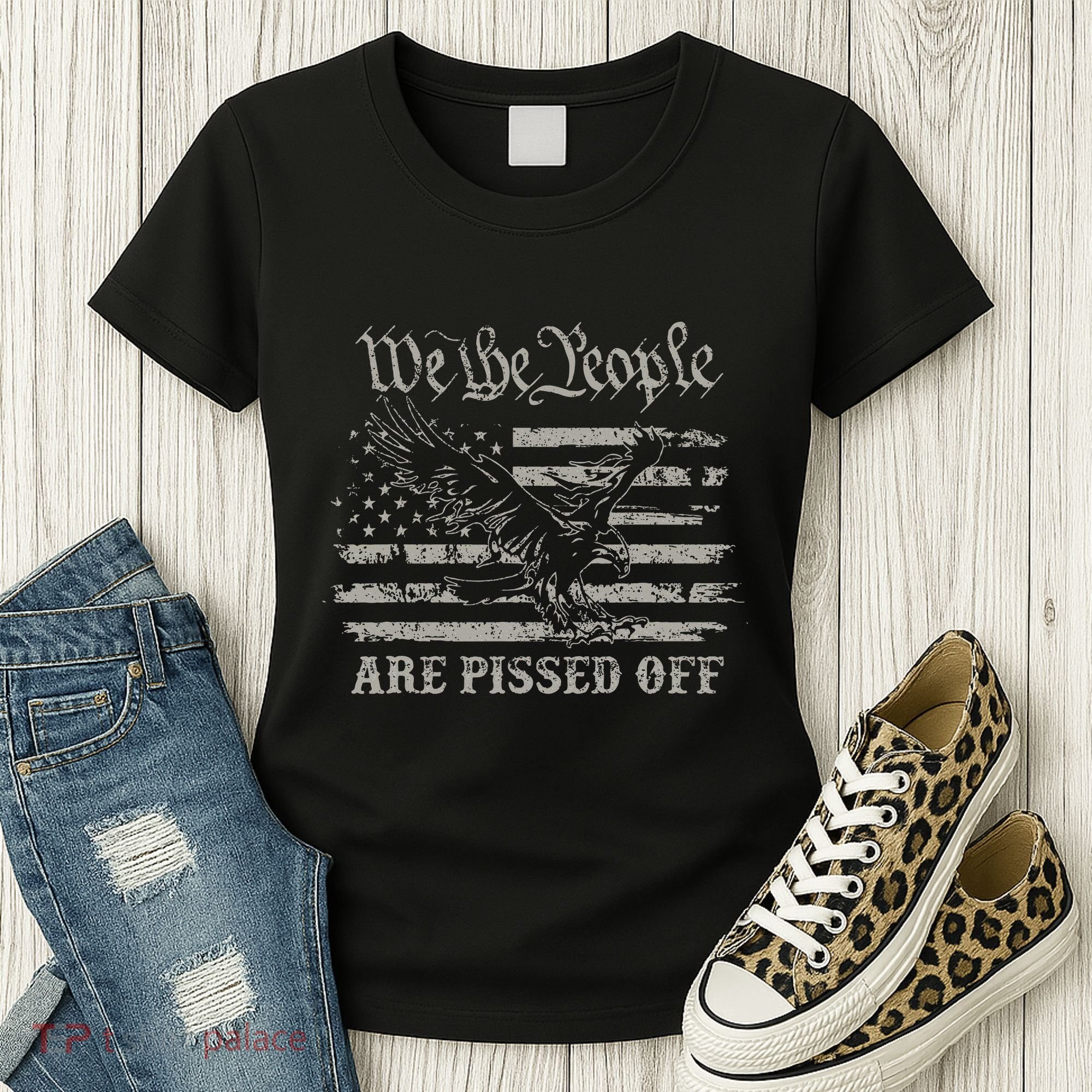 American Flag Bald Eagle We The People Are Pissed Off Women's T-Shirt