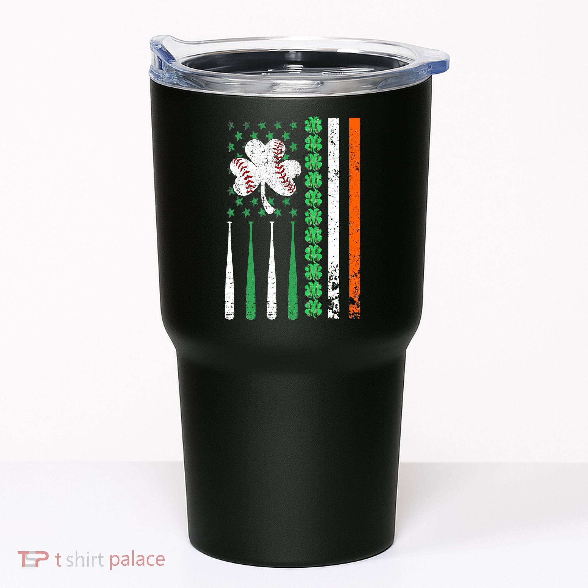American Flag Baseball St Patricks Day Shamrock Lucky Clover Tumbler