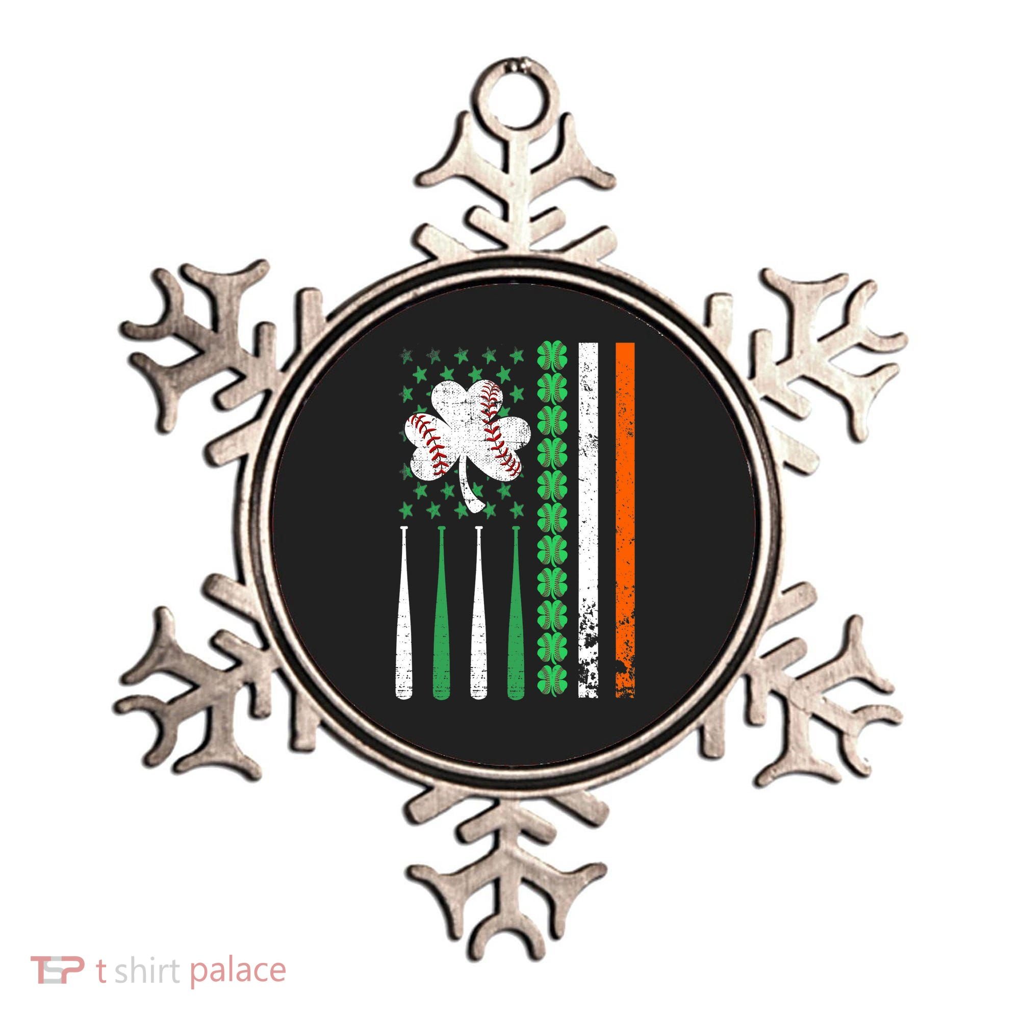 American Flag Baseball St Patricks Day Shamrock Lucky Clover Ornament