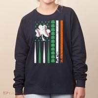 American Flag Baseball St Patricks Day Shamrock Lucky Clover Women's Sweatshirt thumb 0