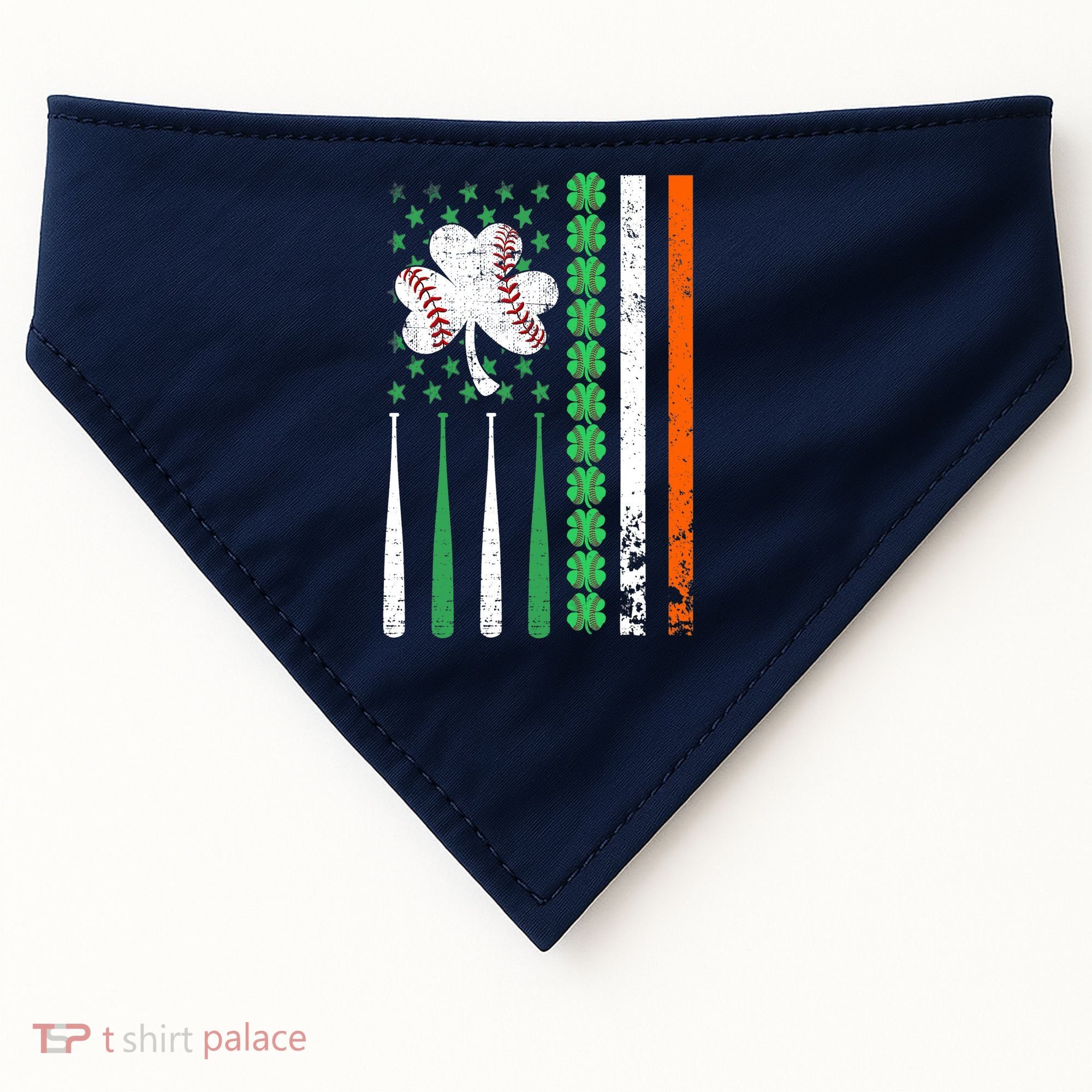 American Flag Baseball St Patricks Day Shamrock Lucky Clover USA-Made Doggie Bandana
