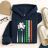 American Flag Baseball St Patricks Day Shamrock Lucky Clover Hoodie thumb 4