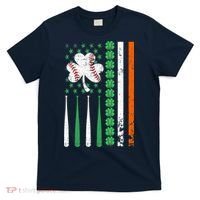 American Flag Baseball St Patricks Day Shamrock Lucky Clover T-Shirt thumb 0