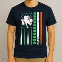 American Flag Baseball St Patricks Day Shamrock Lucky Clover T-Shirt thumb 3