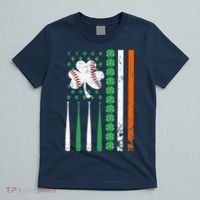 American Flag Baseball St Patricks Day Shamrock Lucky Clover T-Shirt thumb 5