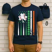 American Flag Baseball St Patricks Day Shamrock Lucky Clover T-Shirt thumb 6