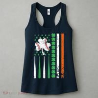 American Flag Baseball St Patricks Day Shamrock Lucky Clover Women's Tank Top thumb 3