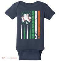 American Flag Baseball St Patricks Day Shamrock Lucky Clover Baby Bodysuit thumb 0