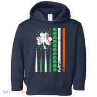 American Flag Baseball St Patricks Day Shamrock Lucky Clover Toddler Hoodie thumb 0