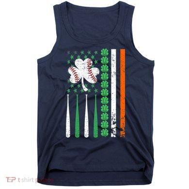 American Flag Baseball St Patricks Day Shamrock Lucky Clover Tank Top