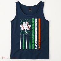 American Flag Baseball St Patricks Day Shamrock Lucky Clover Tank Top thumb 2