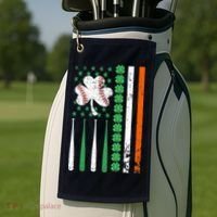 American Flag Baseball St Patricks Day Shamrock Lucky Clover Golf Towel thumb 2