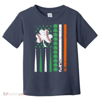 American Flag Baseball St Patricks Day Shamrock Lucky Clover Toddler T-Shirt