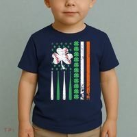 American Flag Baseball St Patricks Day Shamrock Lucky Clover Toddler T-Shirt thumb 2