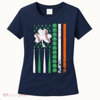 American Flag Baseball St Patricks Day Shamrock Lucky Clover Women's T-Shirt thumb 0