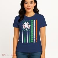 American Flag Baseball St Patricks Day Shamrock Lucky Clover Women's T-Shirt thumb 4
