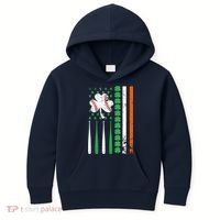 American Flag Baseball St Patricks Day Shamrock Lucky Clover Kids Hoodie thumb 0