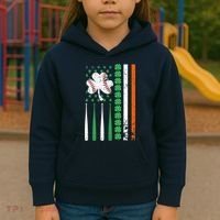 American Flag Baseball St Patricks Day Shamrock Lucky Clover Kids Hoodie thumb 3