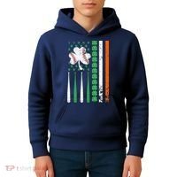 American Flag Baseball St Patricks Day Shamrock Lucky Clover Kids Hoodie thumb 4