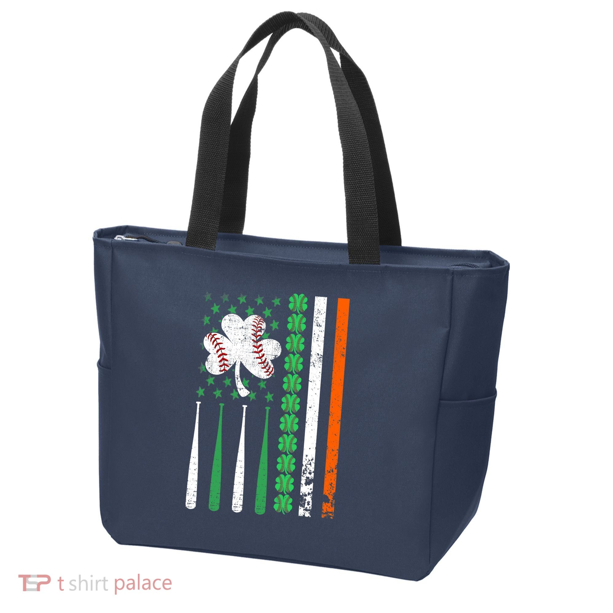 American Flag Baseball St Patricks Day Shamrock Lucky Clover Tote Bag