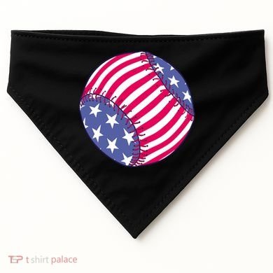 American Flag Baseball Lover USA-Made Doggie Bandana
