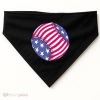American Flag Baseball Lover USA-Made Doggie Bandana thumb 0