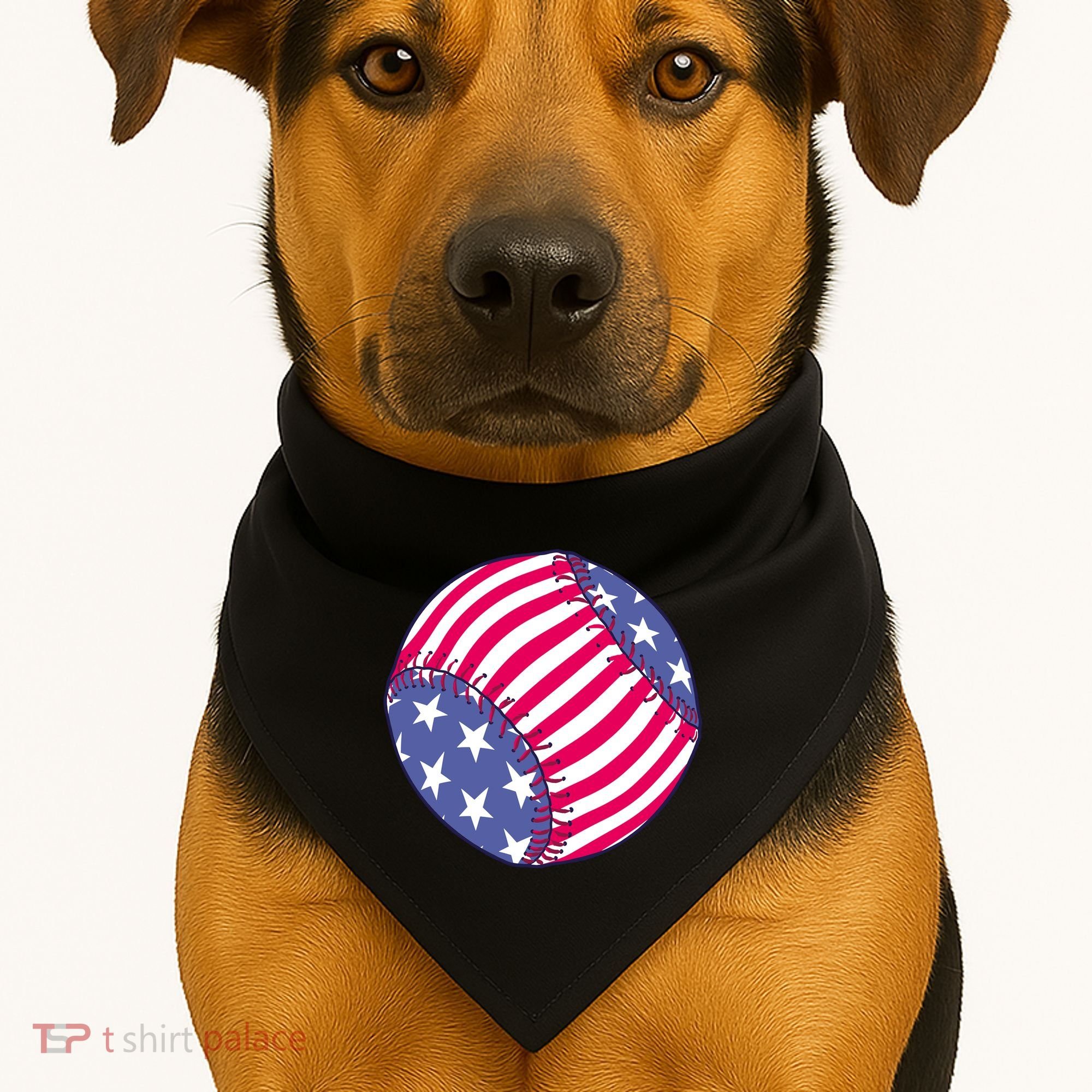 American Flag Baseball Lover USA-Made Doggie Bandana